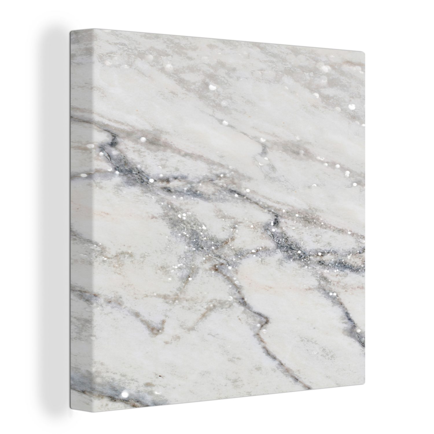 OneMillionCanvasses® Leinwandbild Marmor - Stein - Weiß - Grau, (1 St), Leinwand Bilder für Wohnzimmer Schlafzimmer
