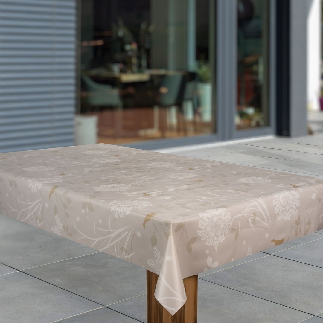laro Tischdecke Wachstuch-Tischdecken Abwaschbar Blumen beige günstig online kaufen
