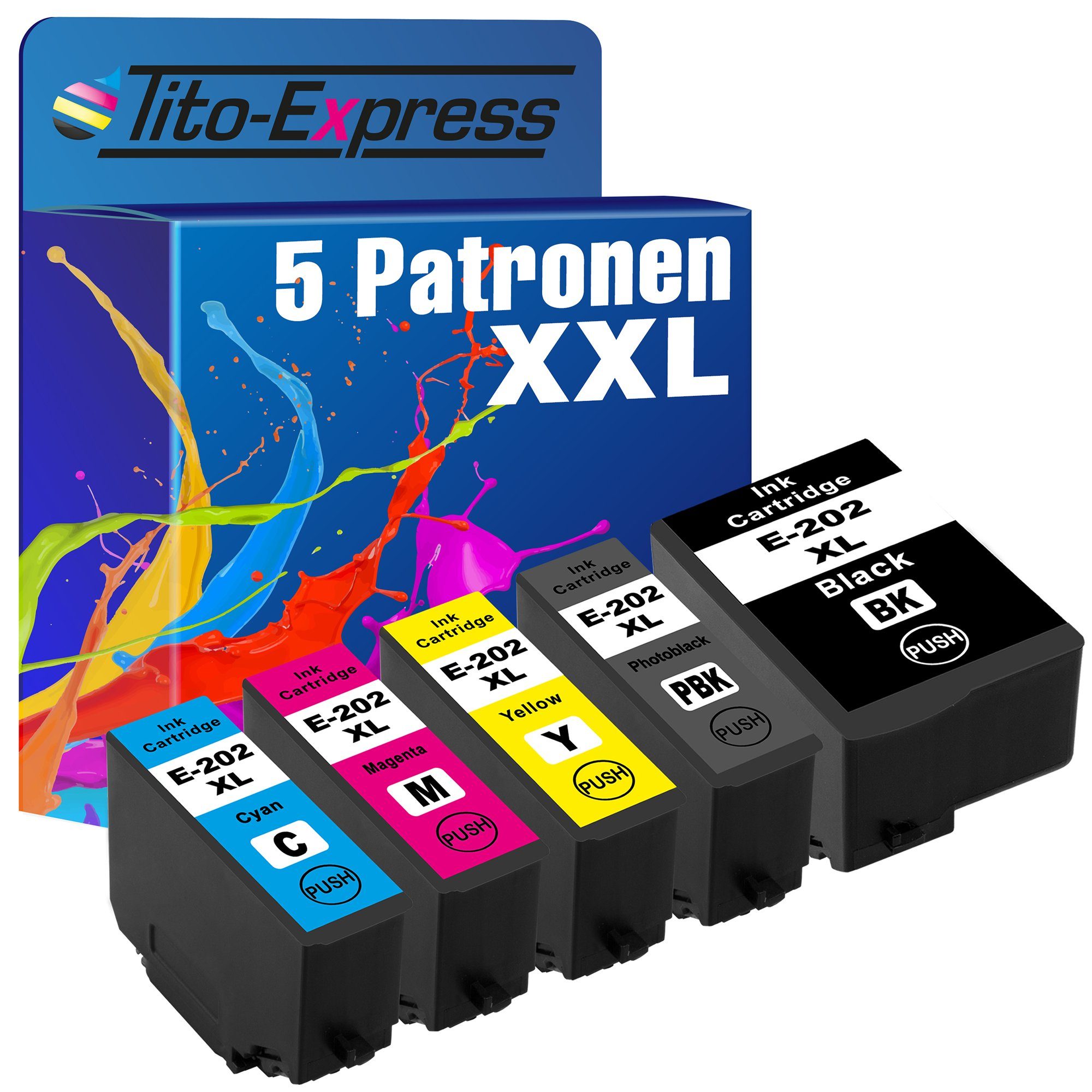 Tito-Express 5er Set ersetzt 202XL XP-6100 Epson für XP-6000 XP-6005) (Multipack, XL 202 Expression XP-6105 Premium Tintenpatrone