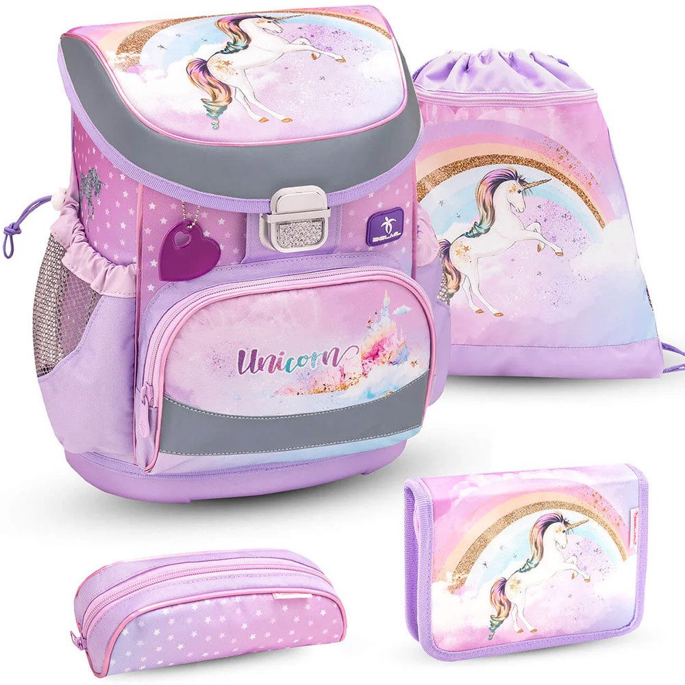 Belmil Schulranzen Set Mini Fit 10-teilig 2026 Mädchen Unicorn steigend