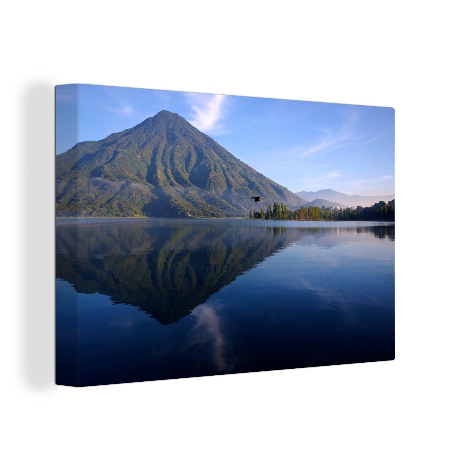 OneMillionCanvasses® Leinwandbild See - Wasser - Vulkan, (1 St), Wandbild Leinwandbilder, Aufhängefertig, Wanddeko, 30x20 cm