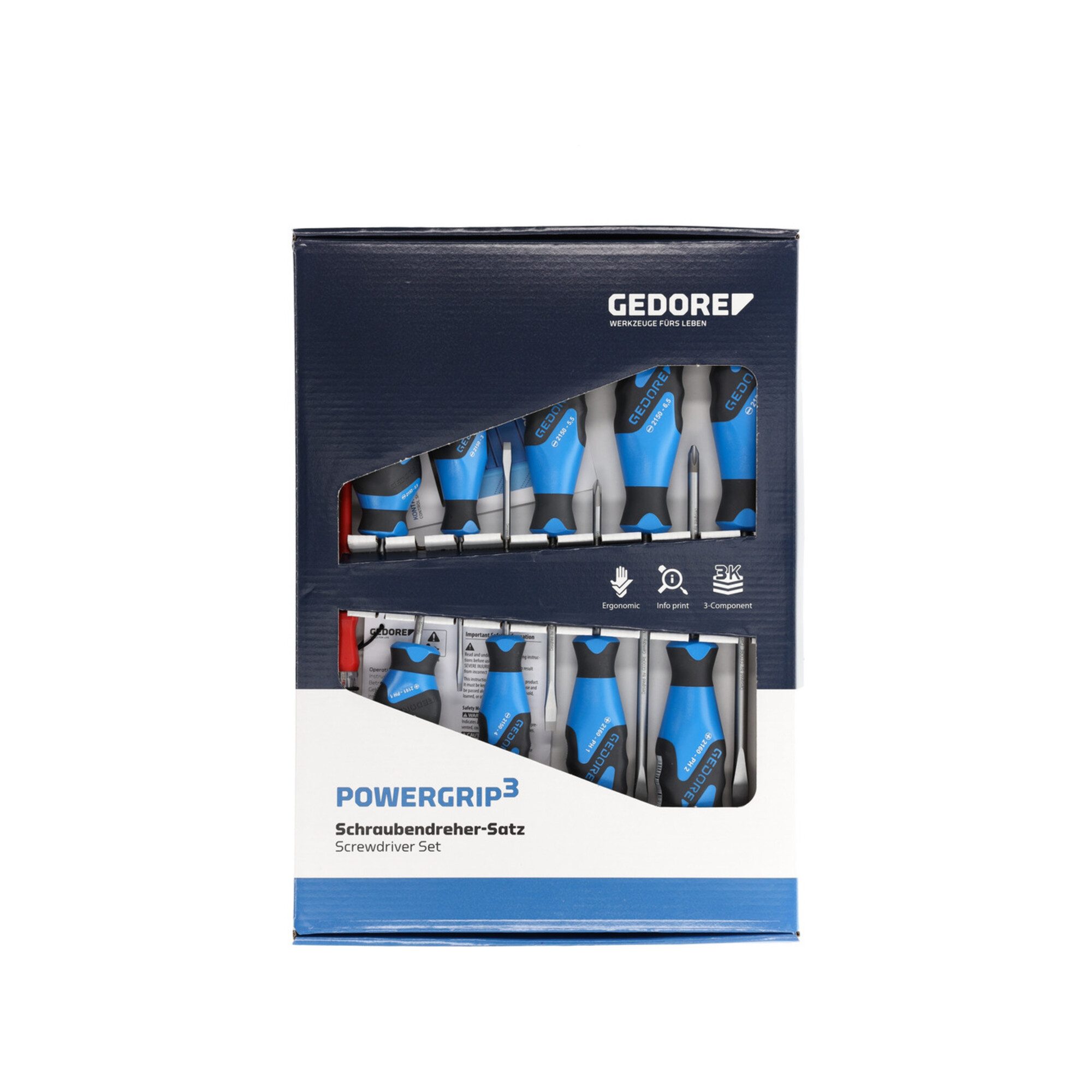 Gedore Schraubendreher Gedore 2150-2160 PH-010 3K-Schraubendreher-Satz 10-teilig IS 3-8 PH 1-