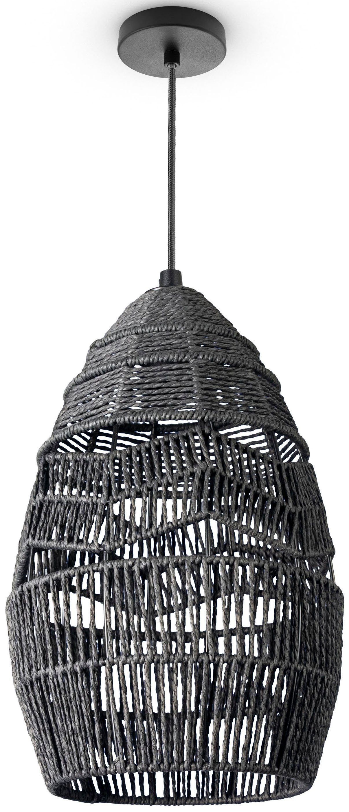 Paco Home Pendelleuchte VILLA, ohne Leuchtmittel, Hängeleuchte LED Esstisch Lampe Boho Papier E27 Natur