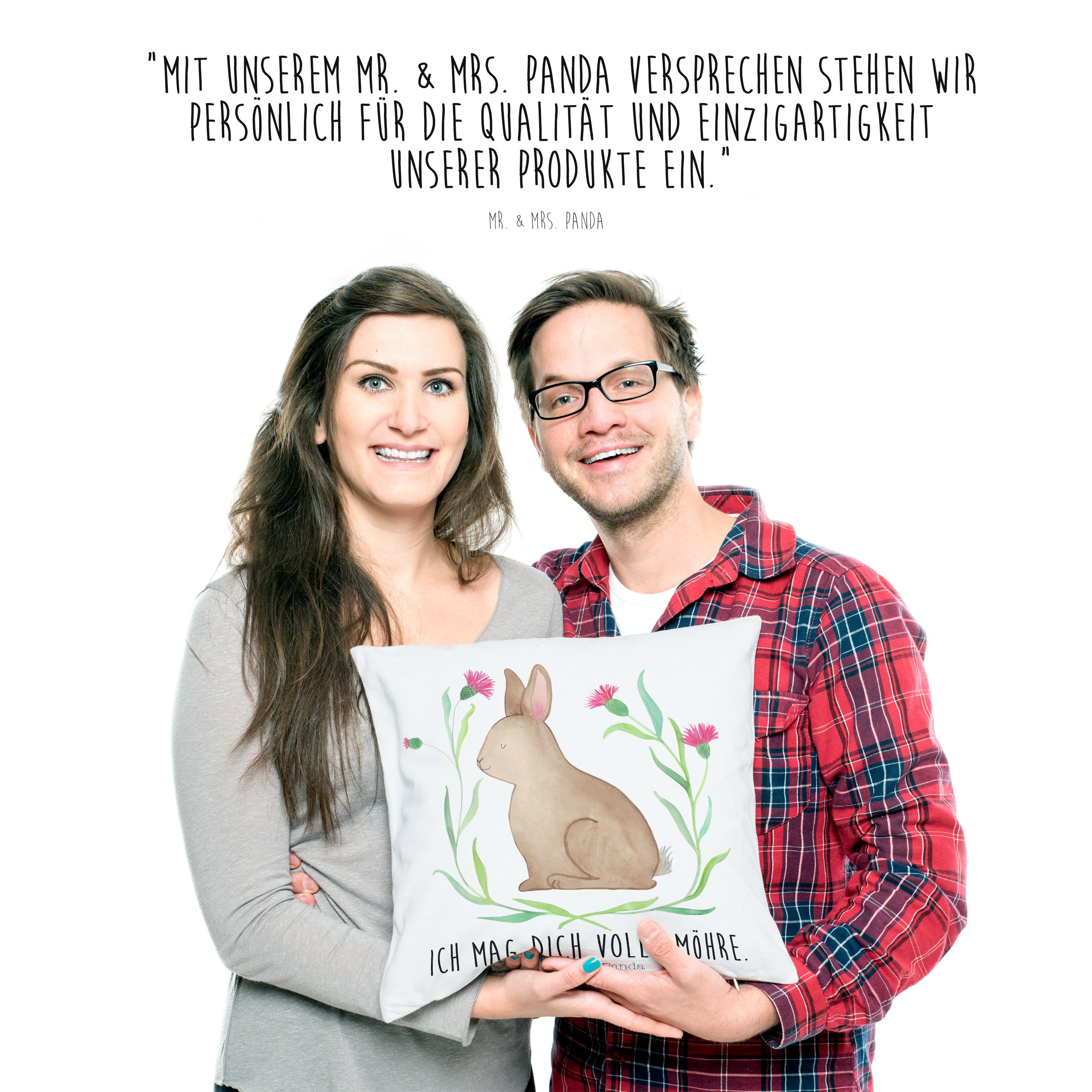 Mr. & Mrs. Panda Dekokissen Sofakissen, Weiß Os sitzend Osternest, - Geschenk Hase zu - Geschenk