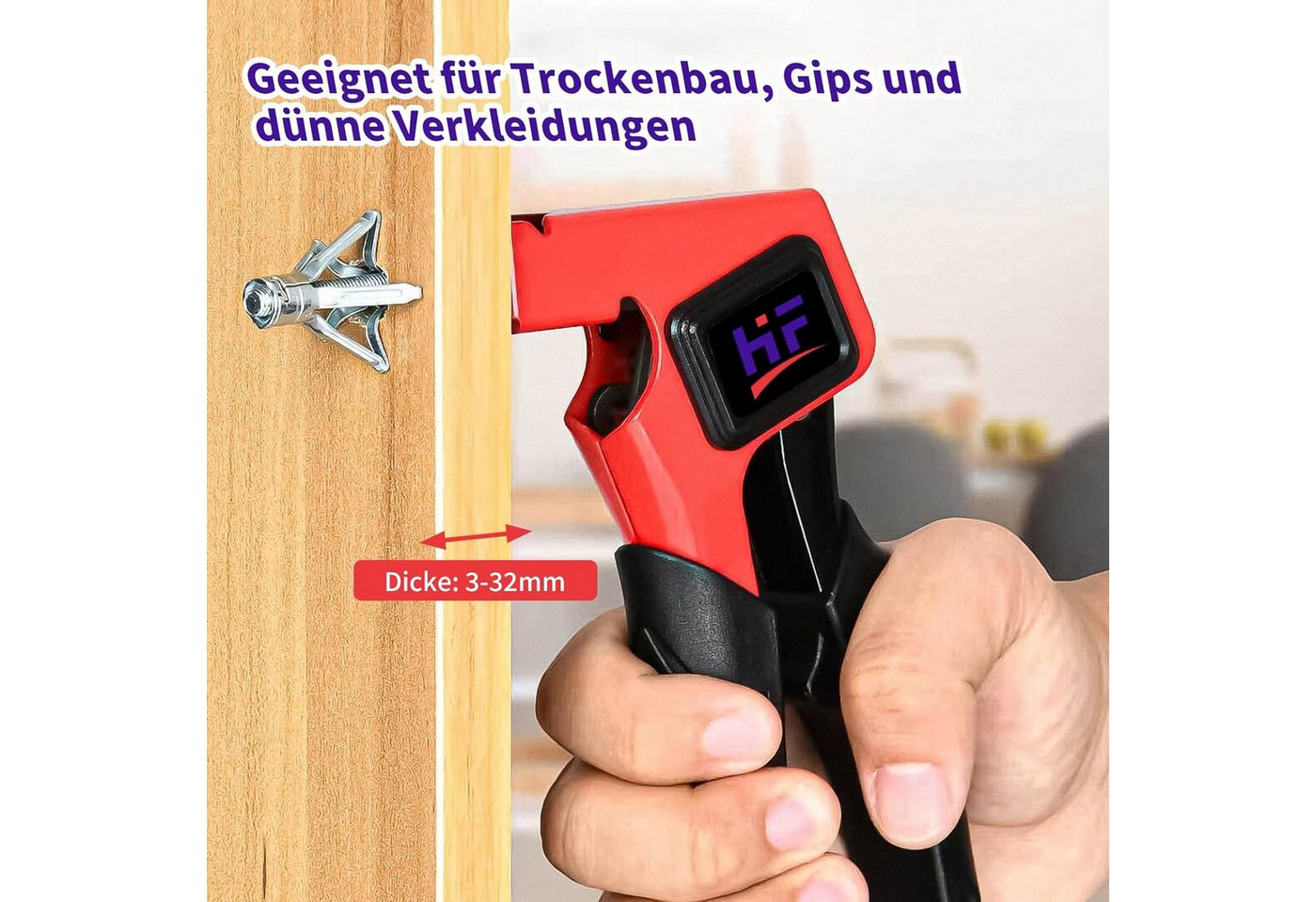 Thumbnail - BlingBin Montagezange Hohlraumdübel Set, Hohlraumbefestigung mit 34 Metall-Dübeln, Schrauben in 3 Größen-12 M5x37 mm, 12...