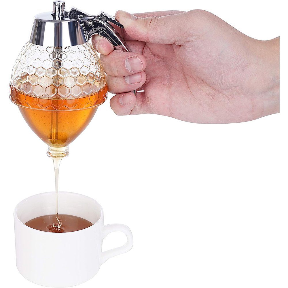 Honigglas Honig-Dosierer, Untersatz, Honigglas Acryl Wabenmuster, mit Transparent GLIESE