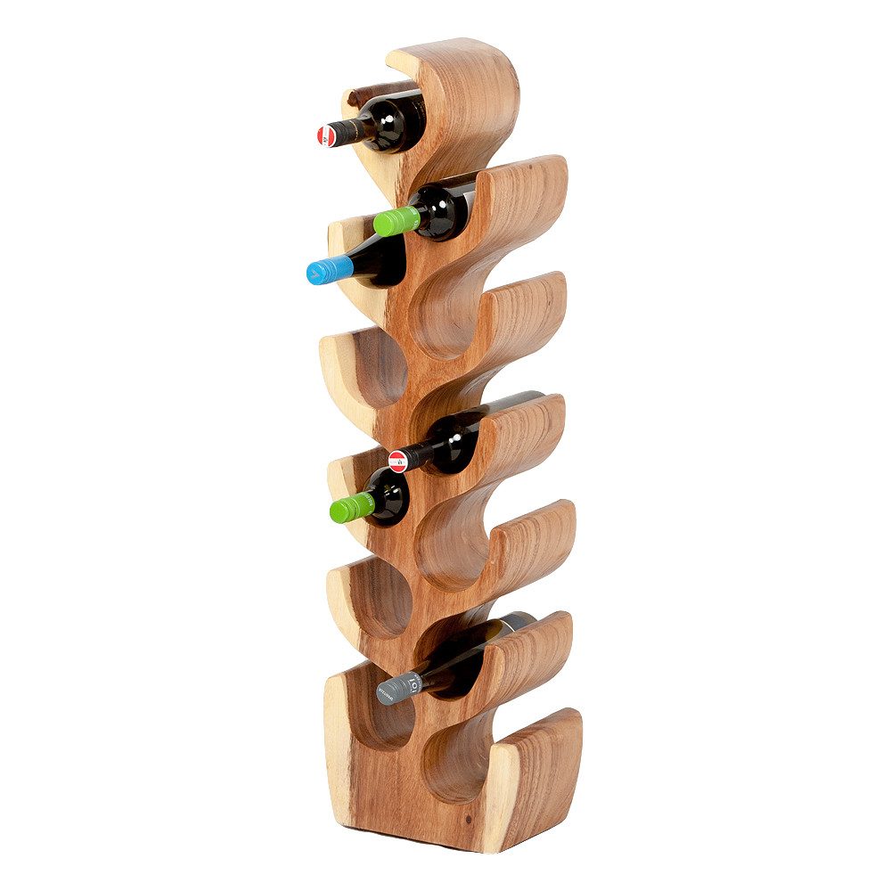 LebensWohnArt Weinregal Massivholz Weinregal Flaschenhalter BOTOL-L ca. H100cm Suar