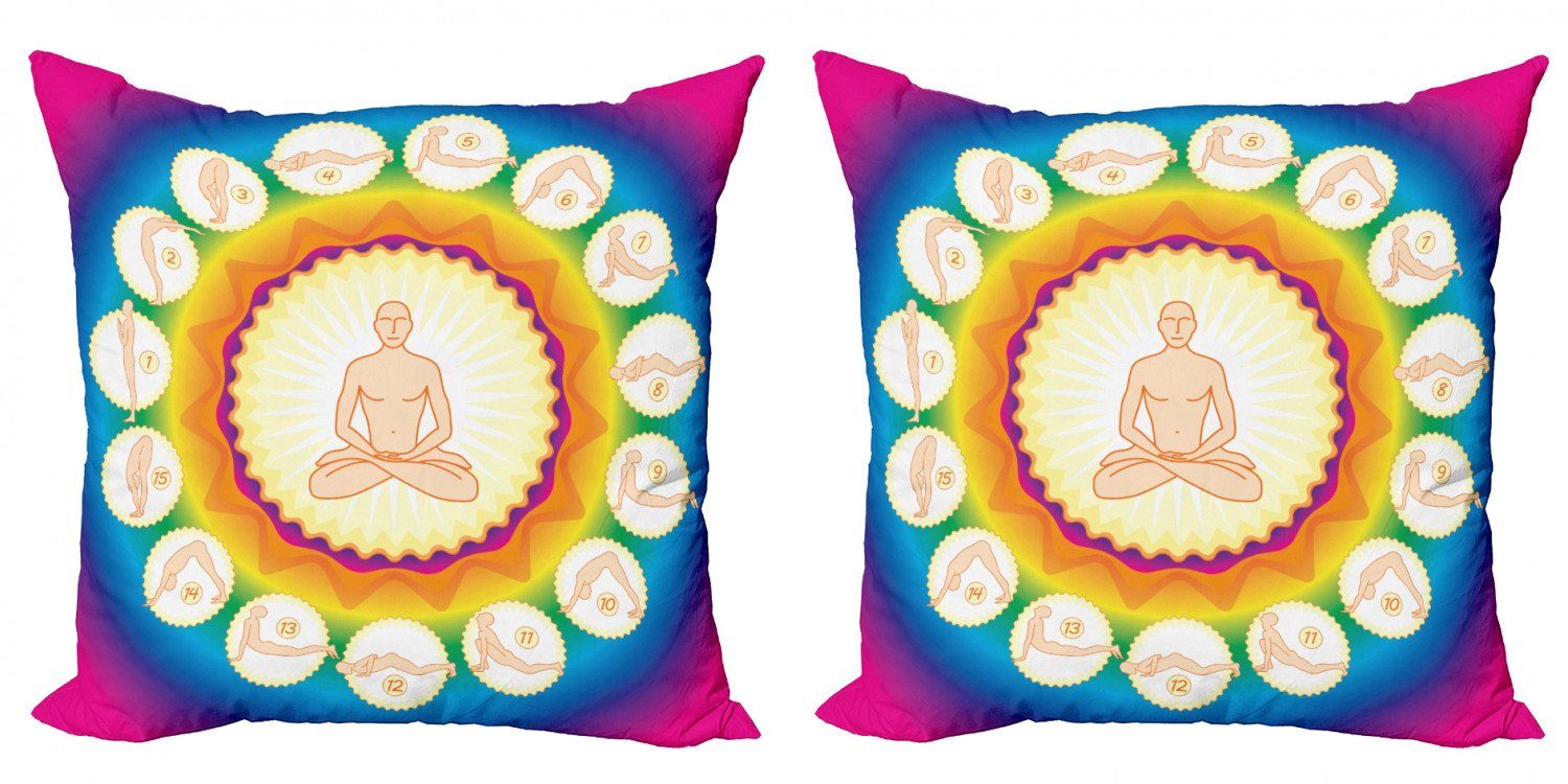 Kissenbezüge Modern Accent Doppelseitiger Digitaldruck, Abakuhaus (2 Stück), Yoga Yogi Lotus Posture Poses