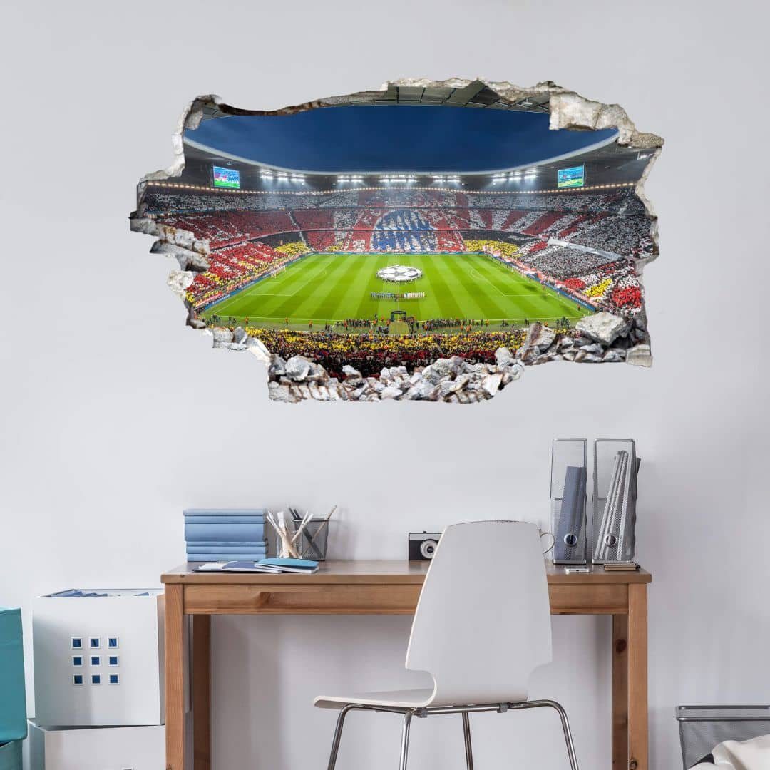 K&L Wall Art Wandtattoo 3D Wandtattoo Fußball FC Bayern München Aufkleber FCB Immer weiter, Mauerdurchbruch Wandbild selbstklebend