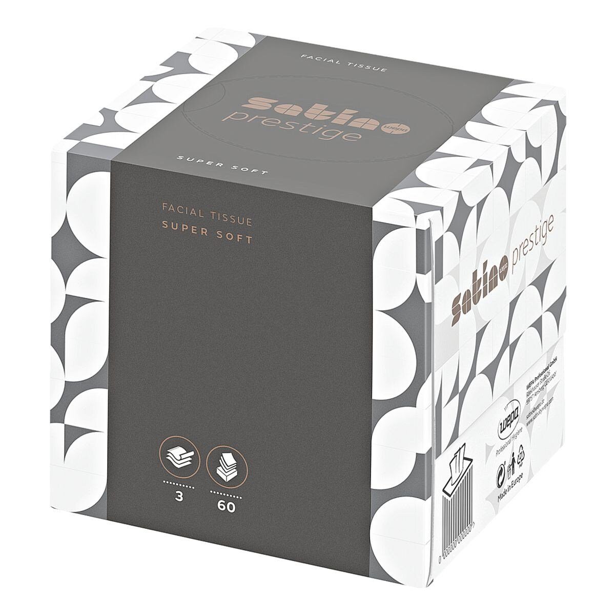 Satino prestige Салфетки для лица, Zupf-Box, 3-lagig, weiß, 60 Платки/Box