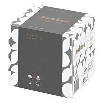 Satino prestige Kosmetiktücher, Zupf-Box, 3-lagig, weiß, 60 Tücher/Box