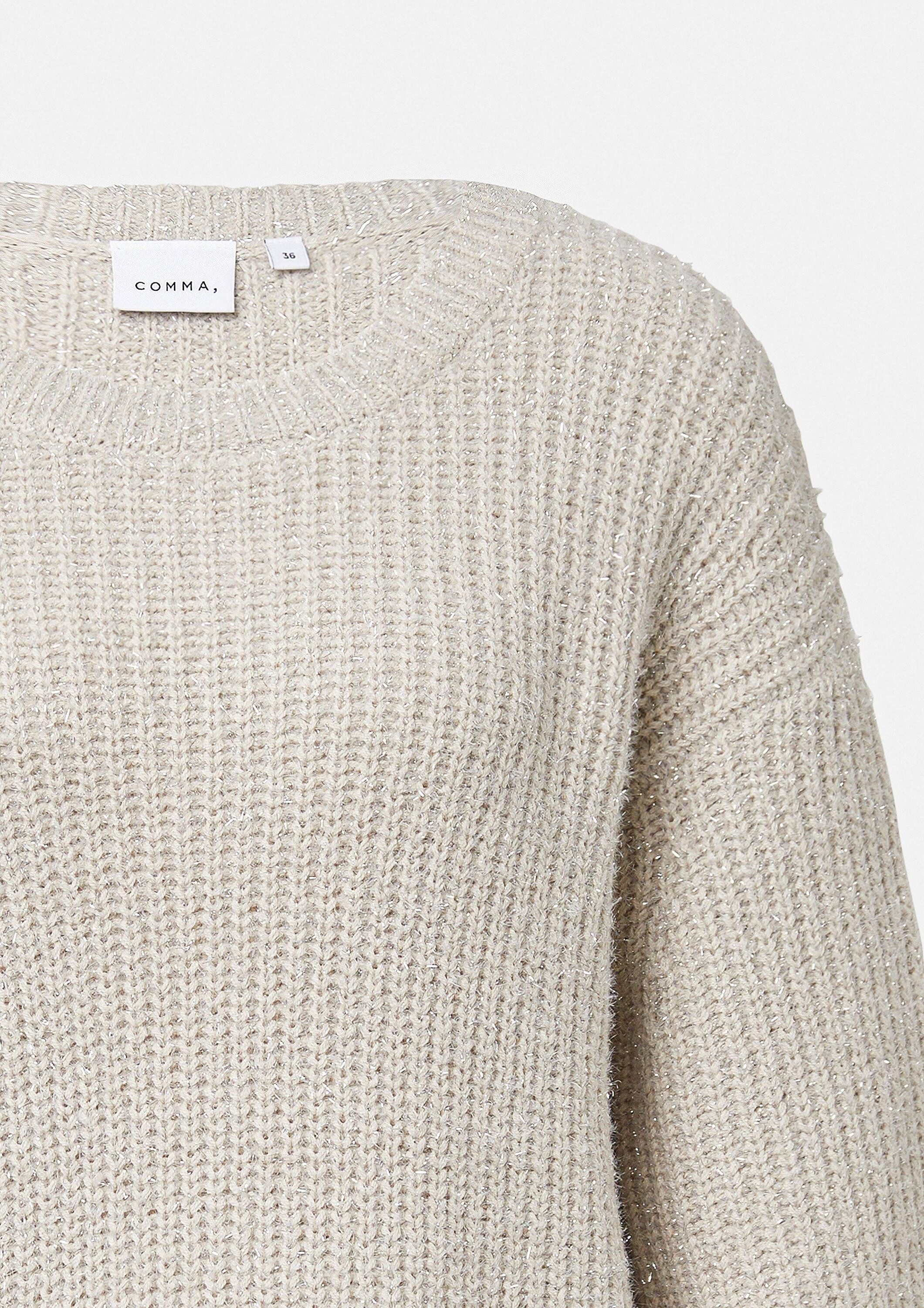 comma Longpullover Strickpullover Weicher Pullover mit Glitzergarn