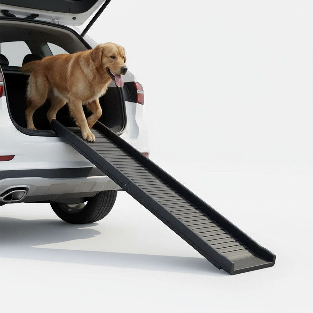 Mucola Hunderampe Hundetreppe klappbar – Einstiegshilfe für Hunde bis 90 kg, rutschfest (Stück), klappbar, rutschhemmende Lauffläche, belastbar bis 90 kg