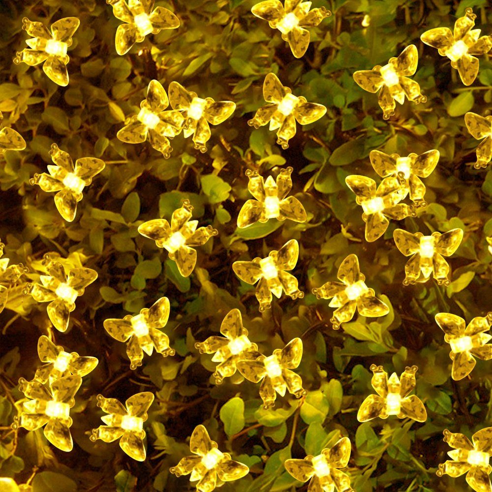 Lichterkette Solarleuchten Warmweiß Schmetterlinge Solarleuchte LED 5m Salcar Garten