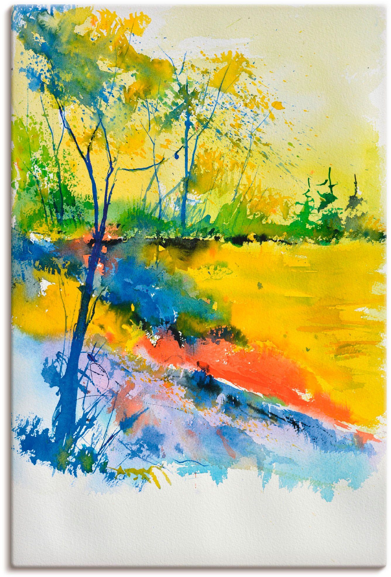 Artland Leinwandbild Landschaft im Sonnenlicht, Wald (1 St), auf Holzrahmen gespannt