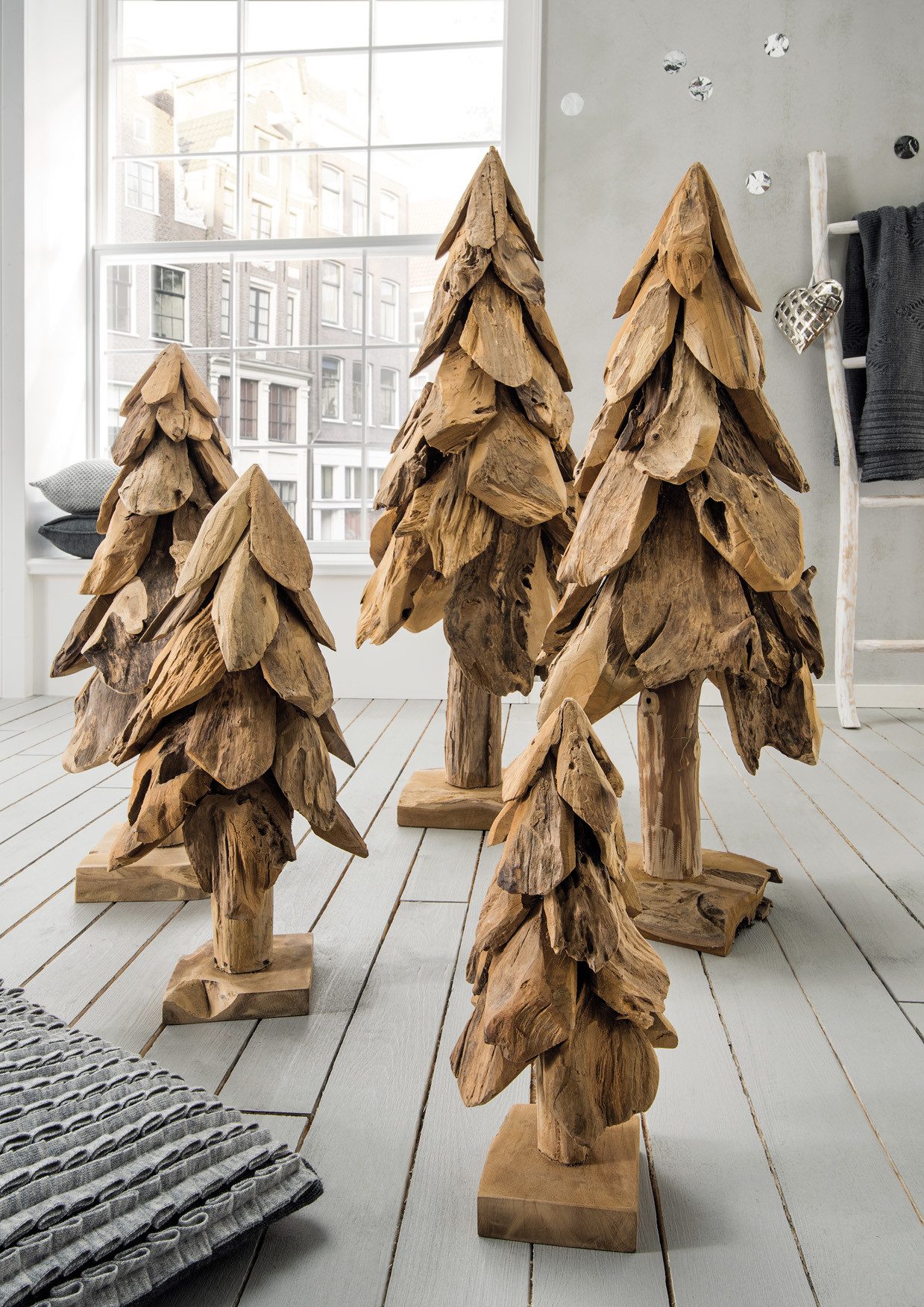 More2Home Dekoobjekt Deko-Baum TANNE, 100 cm, Weihnachtsbaum, Teakholz