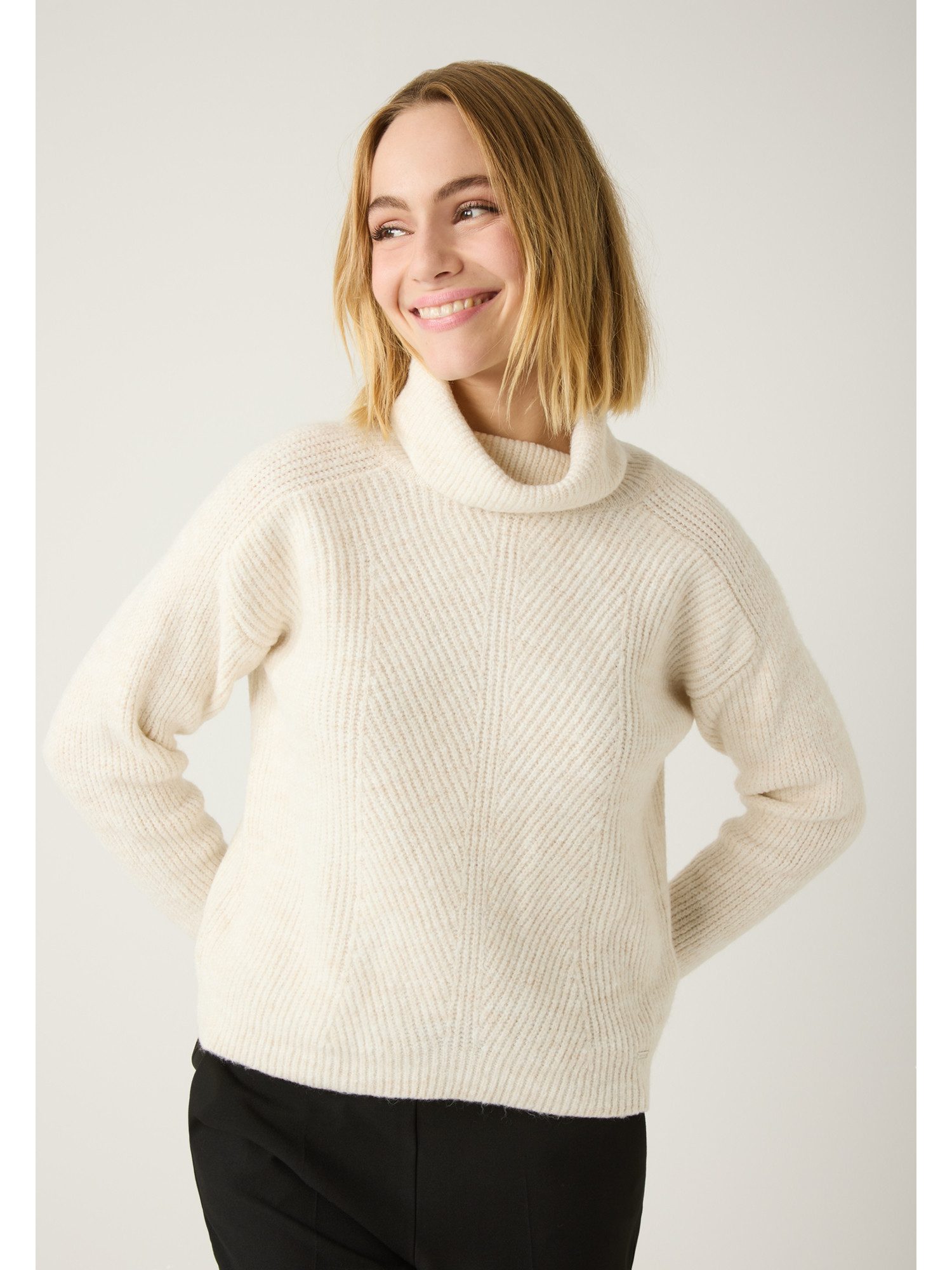 MORE&MORE Rollkragenpullover Rollkragenpullover mit Rippenstruktur günstig online kaufen