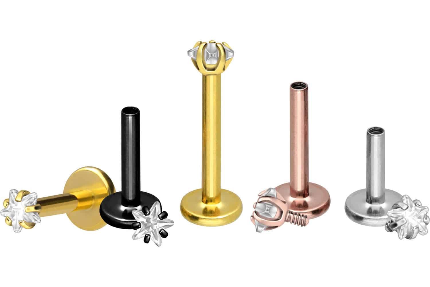 PIERCINGLINE Piercing-Set Titan Labret mit Innengewinde EINGEFASSTER KRISTA günstig online kaufen
