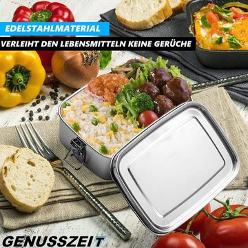MAVURA Lunchbox GENUSSZEIT Edelstahl Brotdose Frühstücksbox Holzfällerbox, Thermobehälter Lunch Box mit Griff auslaufsicher