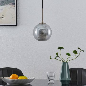 Lindby Hängeleuchte Jurian, dimmbar, Leuchtmittel nicht inklusive, Modern, Stahl, Glas, bronze, rauchgrau, 1 flammig, E27, Deckenlampe