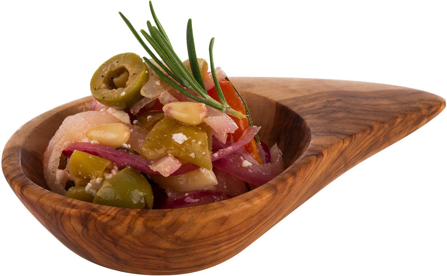 APS Dipschale OLIVE, Holzwerkstoff, (Set, 2-tlg), geöltes Olivenholz, jedes Teil ein Unikat