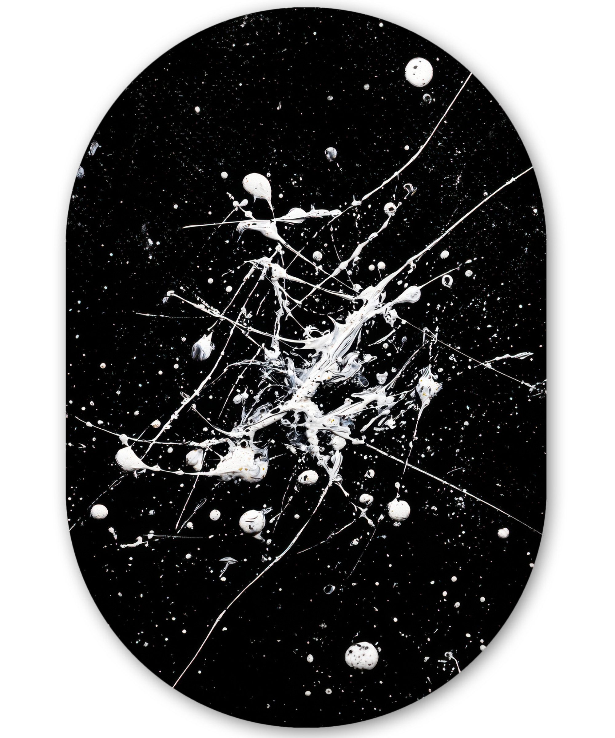 MuchoWow Gemälde Farbspritzer - Weiß - Abstrakt - Explosion, Fotodruck (1 St), Wandbild Oval, Wohnzimmer oder Schlafzimmer Wanddekoration, 40x60 cm