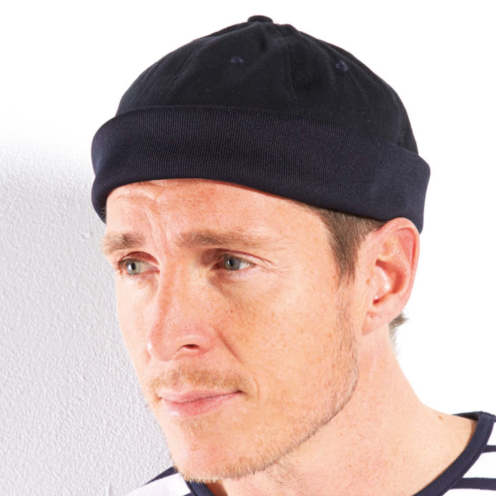 modAS Schirmmütze Unisex 1082 Segler Cap Seemannsmütze - Docker-Cap Mütze aus Baumwolle Klassischer Strickrollrand, Weite verstellbar durch Klettverschluss