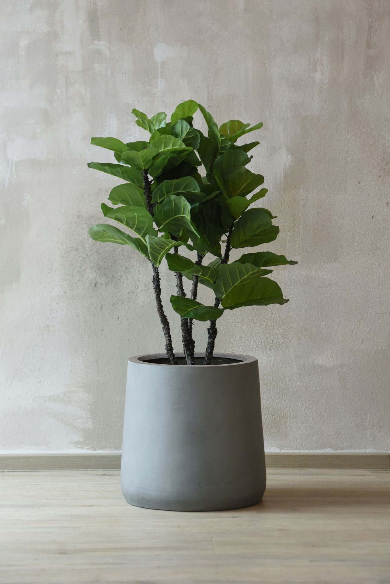 VIVANNO Blumentopf Fiberglas VEKRA Rund - Betongrau Beton-Design (1 St), 42x40 cm