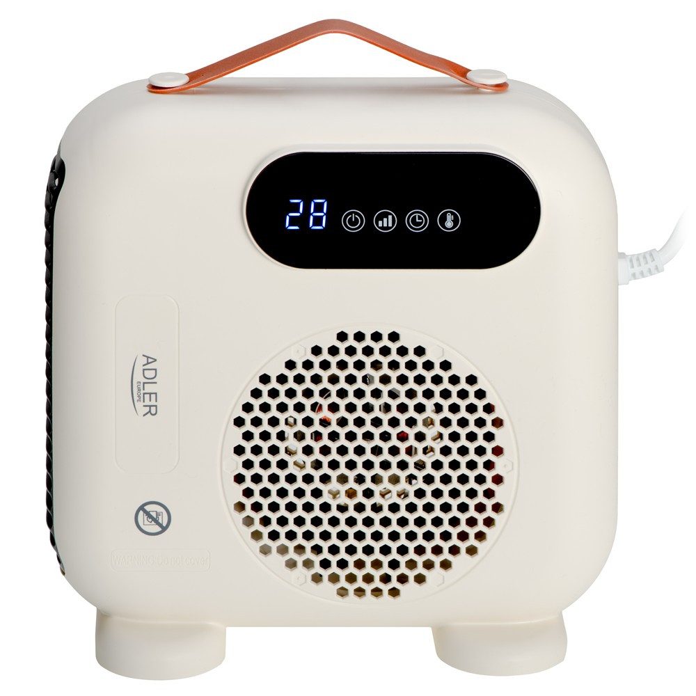 ADLER EUROPE Heizlüfter AD 7756 elektrisch, kompakte Zusatzheizung für kalte Tage, 2000 W, für Zuhause & Büro, Fernbedienung, Thermostat, Timer, Beige