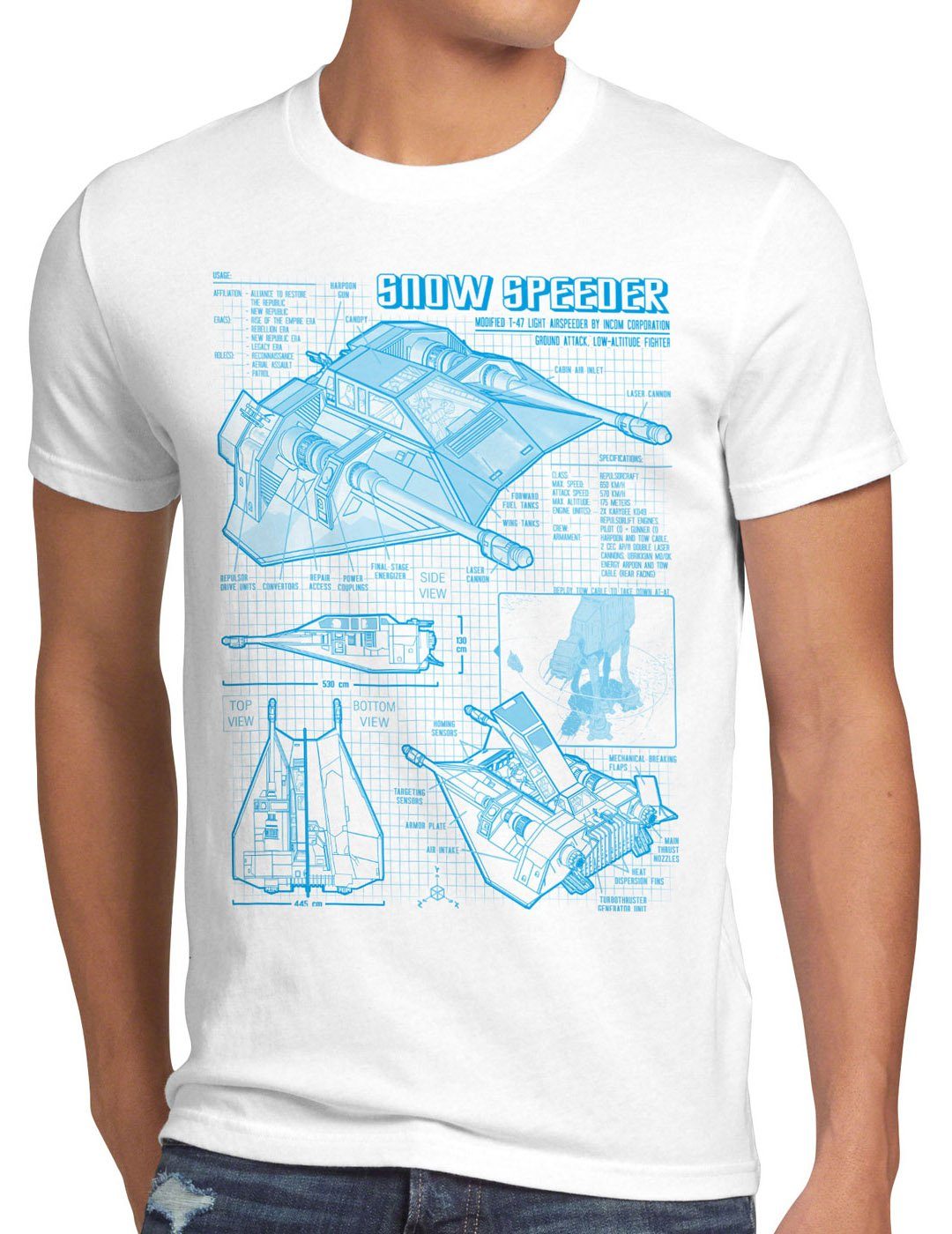 wars style3 T-Shirt Snow Print-Shirt Herren hoth krieg air star Speeder sterne weiß T-47 imperium der