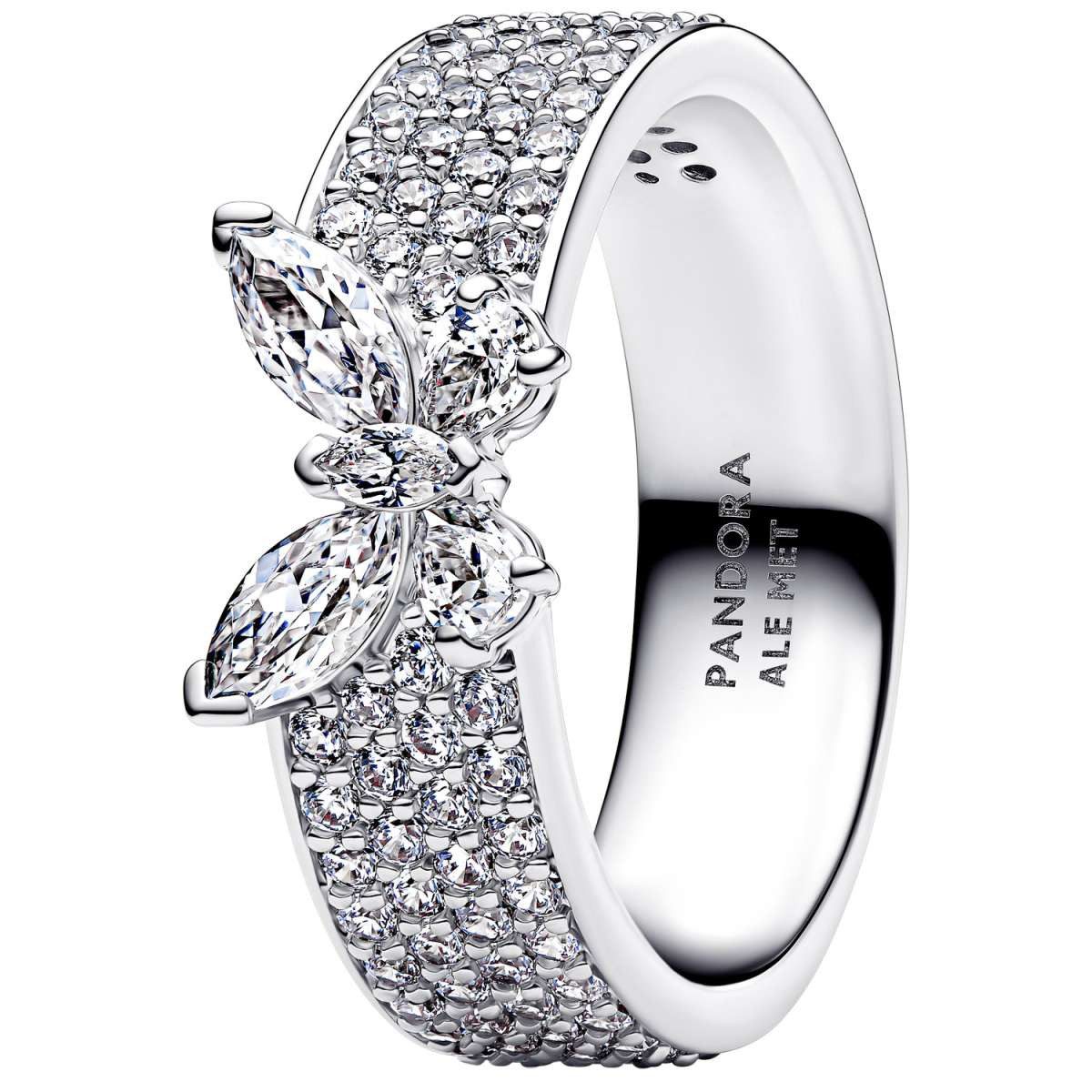 Pandora Silberring 194270C01, für Damen-Ring Funkelnder Schmetterling breit Silber
