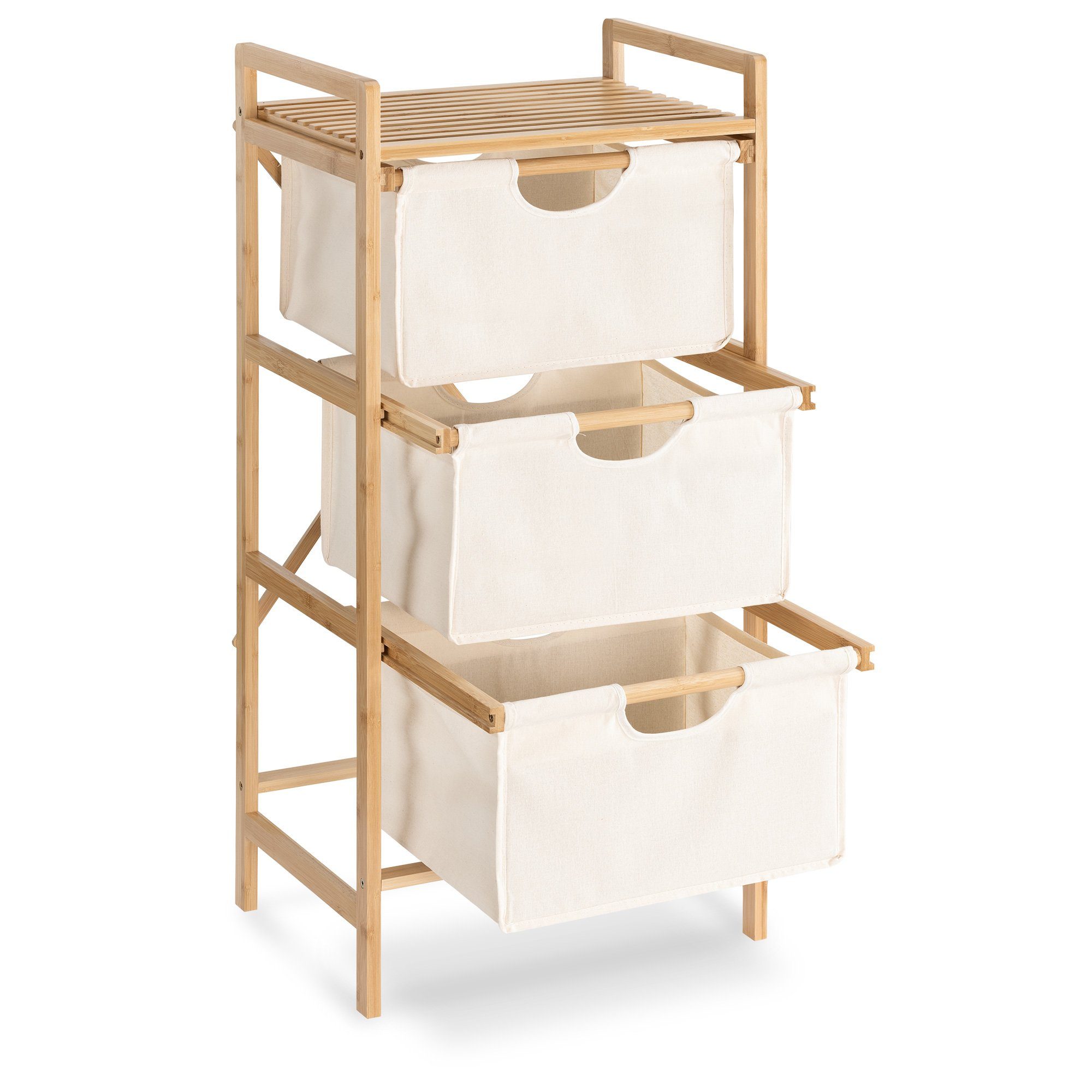 Aufbewahrungsbox Badregal aus Bambus mit Körben - 96x44x33cm - 3 Fächer