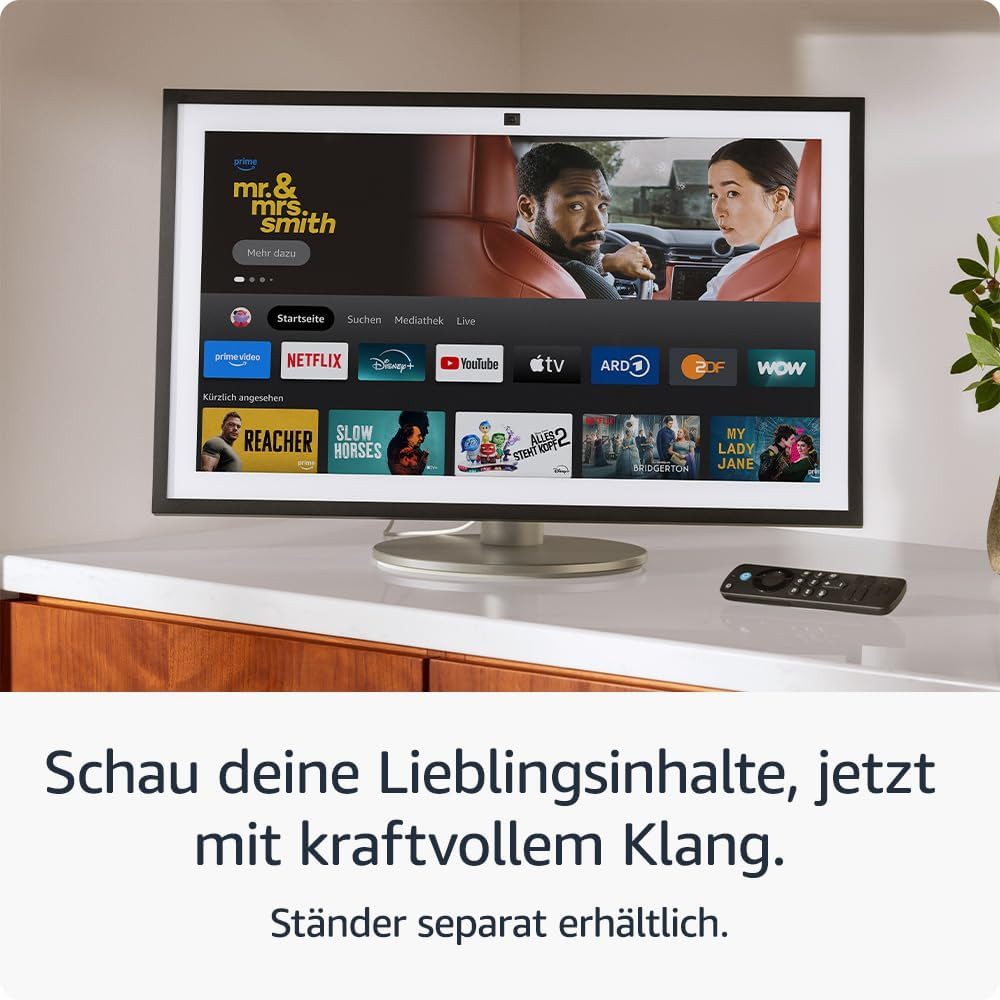 Amazon Echo Show 15 + Fernbedienung (Neueste Generation) mit Fire TV Lautsprecher (WLAN (WiFi), Bluetooth, 15,6-Zoll-Smart-Display, Full HD, Sprachsteuerung)
