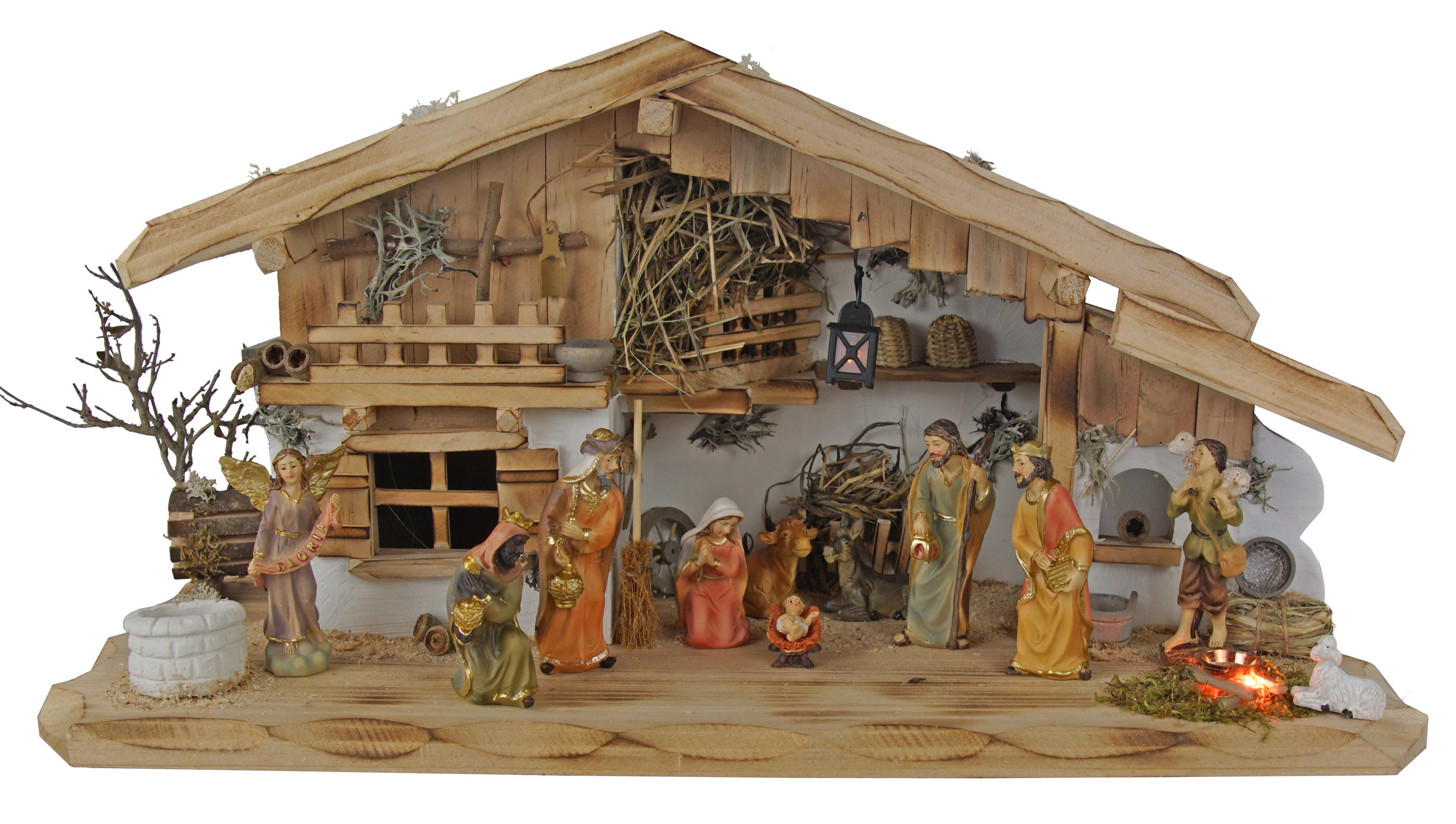 Krippenursel Krippe Weihnachtskrippe Altdorf inkl. 12-tlg. Krippenfiguren Set K 650-9 (1-tlg), Handarbeit
