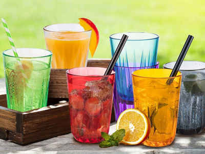 APS Gläser-Set, Tritan, 7er-SET Mehrwegbecher, bruchsichere Tritan Gläser 150ml in 7 Farben
