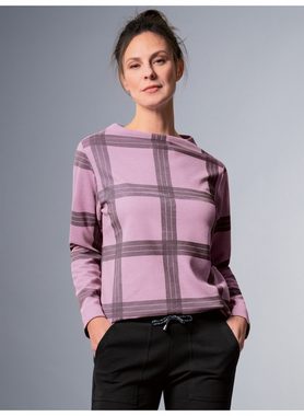 Trigema Sweatshirt TRIGEMA Stehkragen Pullover mit Karo-Muster