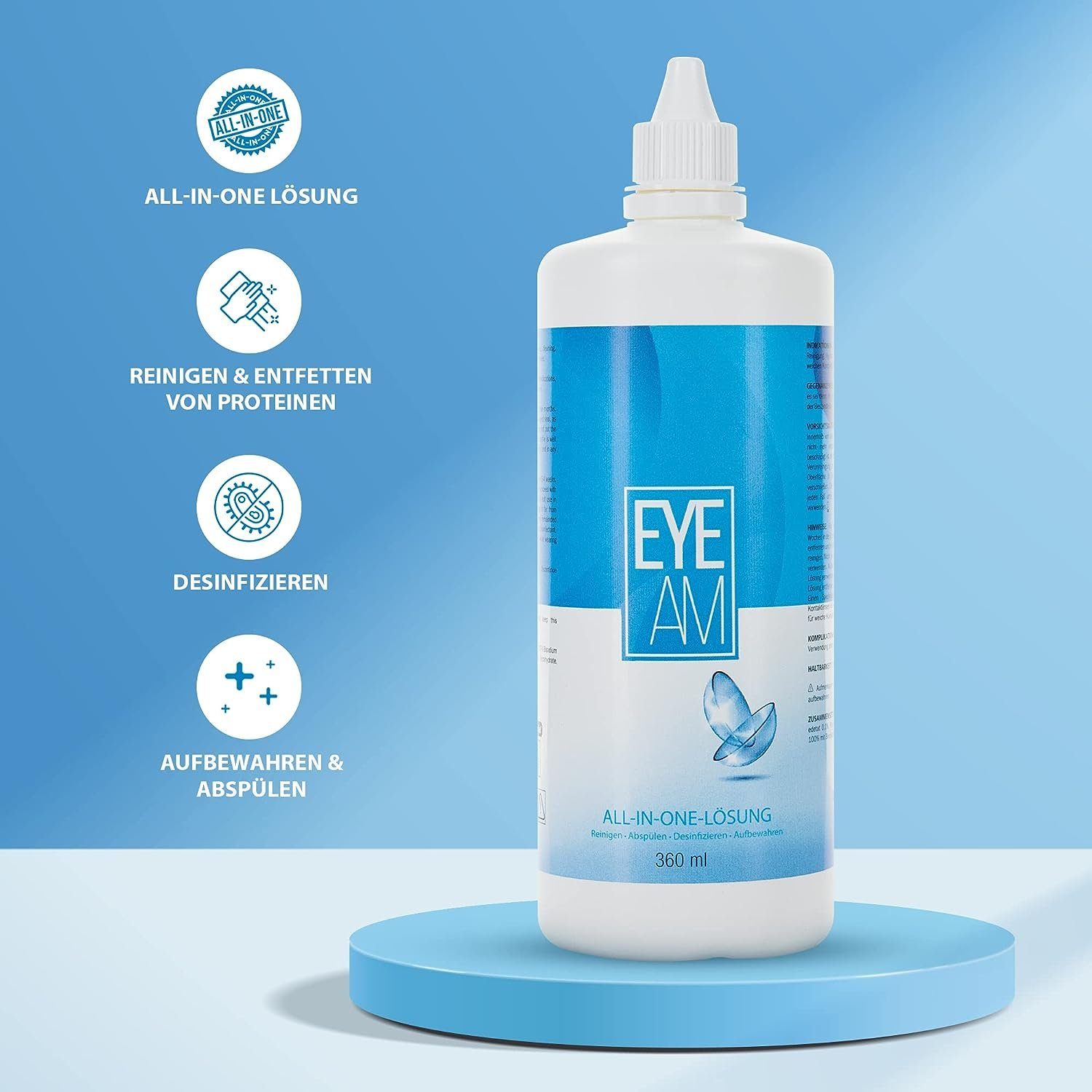 von All-In-One Kontaktlinsen, Reinigen EyeAm für 100ml das weichen Set GRATIS Kontaktlinsenflüssigkeit im x Lösung 1 Reise-Flasche