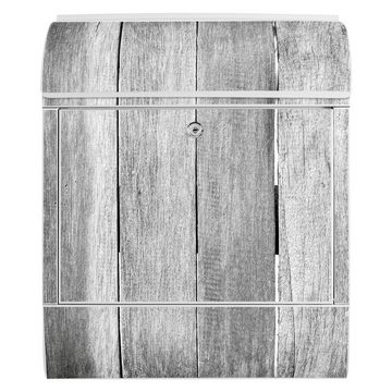 banjado Wandbriefkasten Stahl Holz Monochrom (Wandbriefkasten witterungsbeständig, pulverbeschichtet, mit Zeitungsfach), 39 x 47 x 14cm