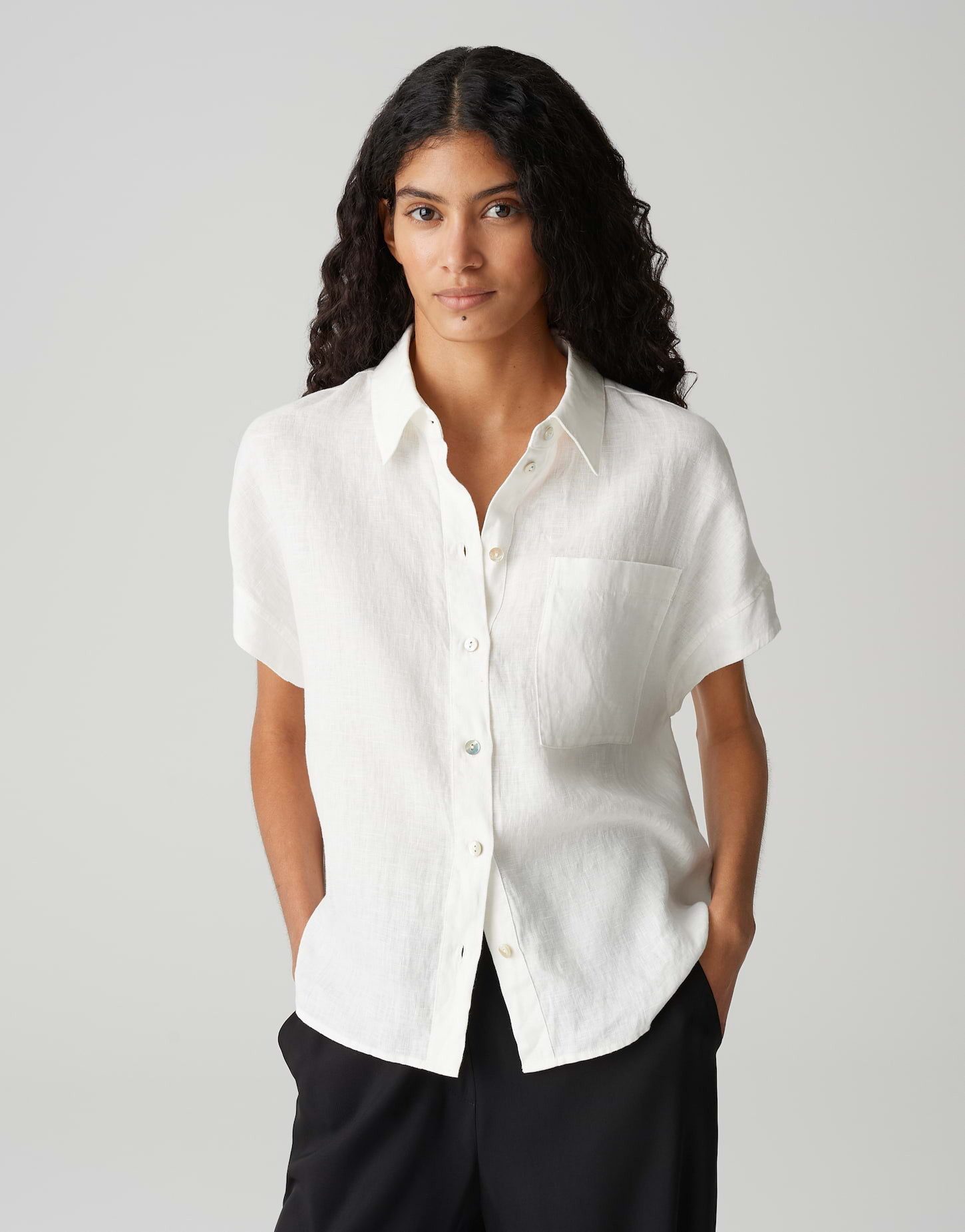 OPUS Kurzarmbluse FELISA Regular aus Leinen günstig online kaufen