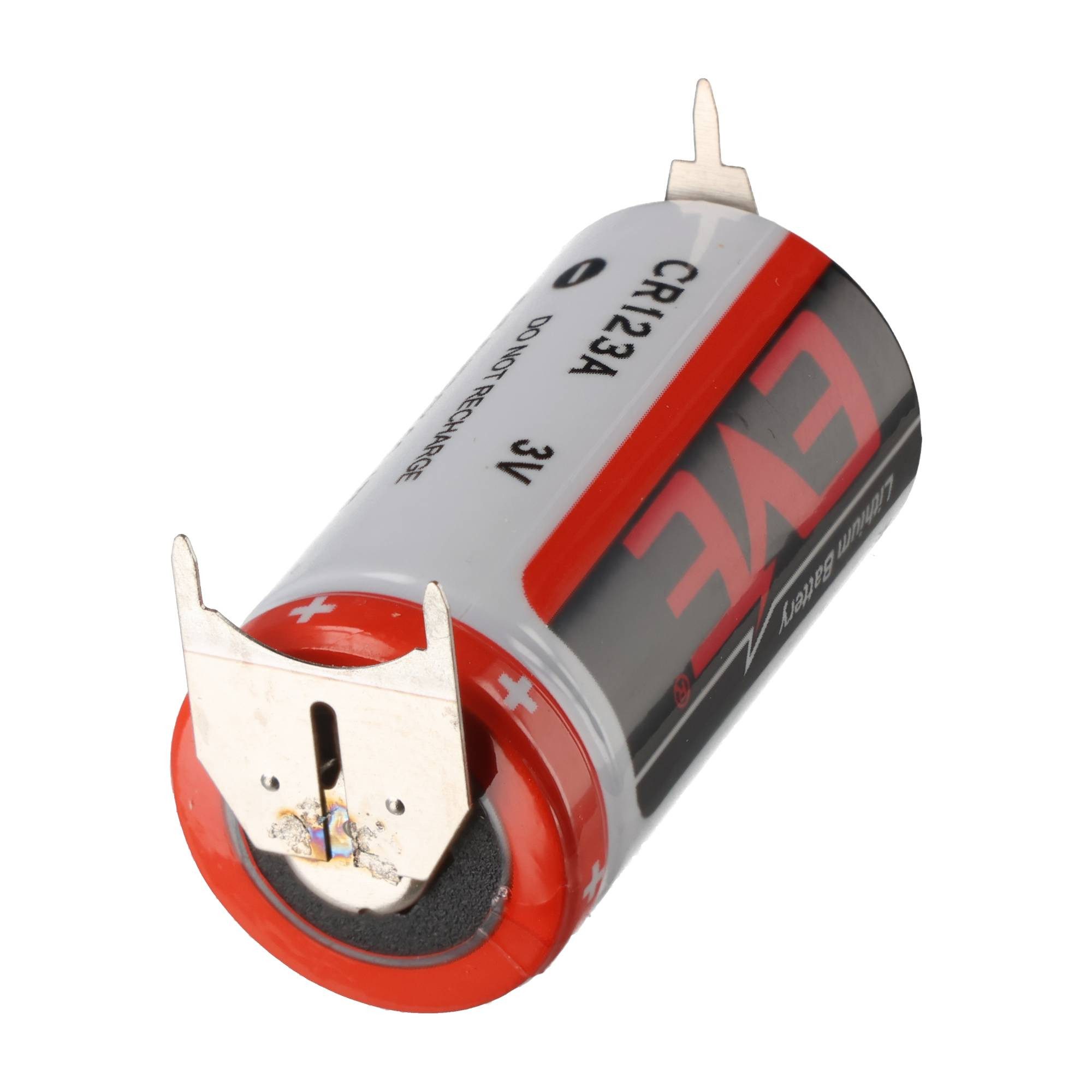 EVE CR123A Batterie mit 3er Printanschluss 2er Print + 1er Print - Kontak Fotobatterie, (3,0 V)