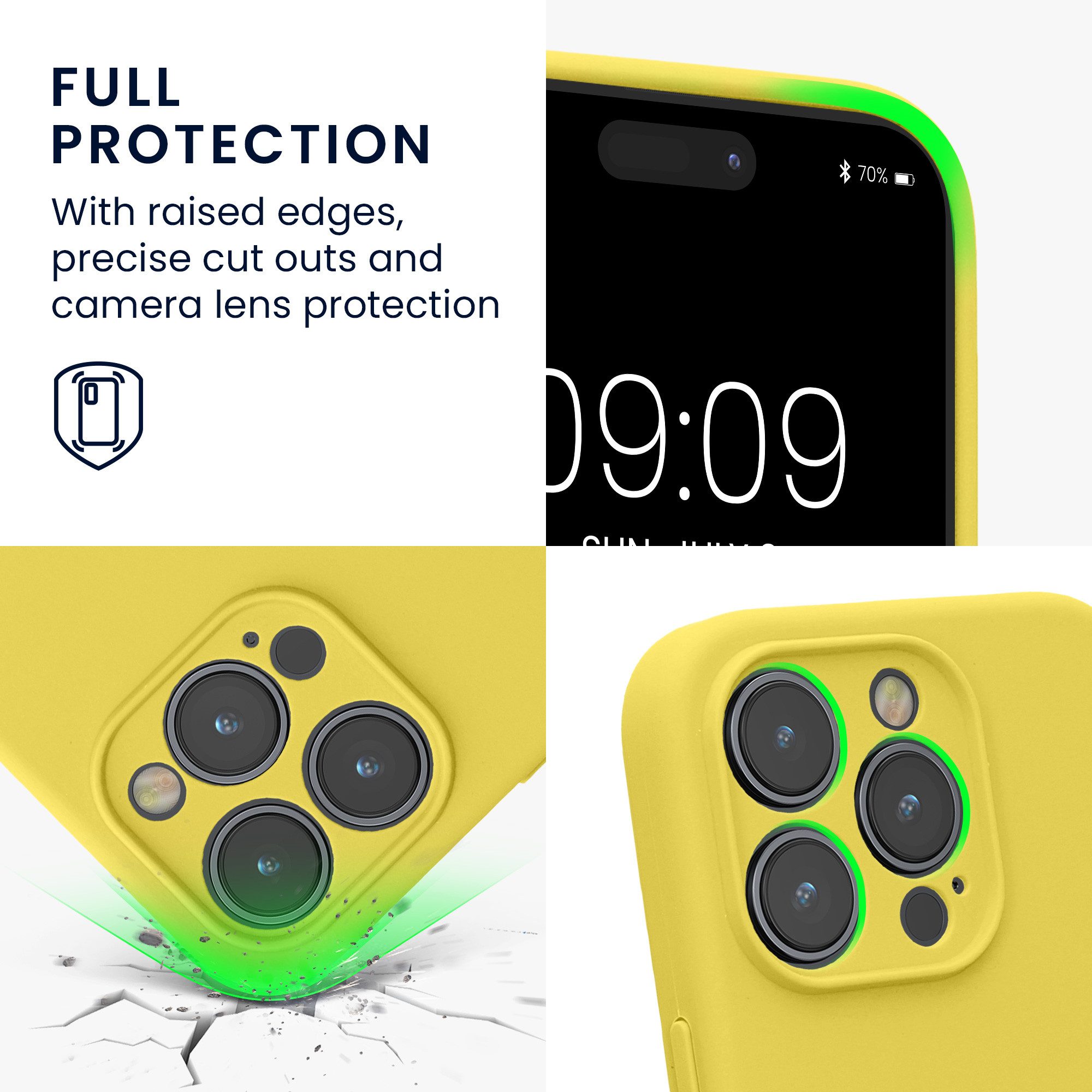 kwmobile Smartphone-Hülle Handyhülle für Apple iPhone 14 Pro Hülle, Hülle Silikon gummiert - Handyhülle - Handy Case in Zitronengelb