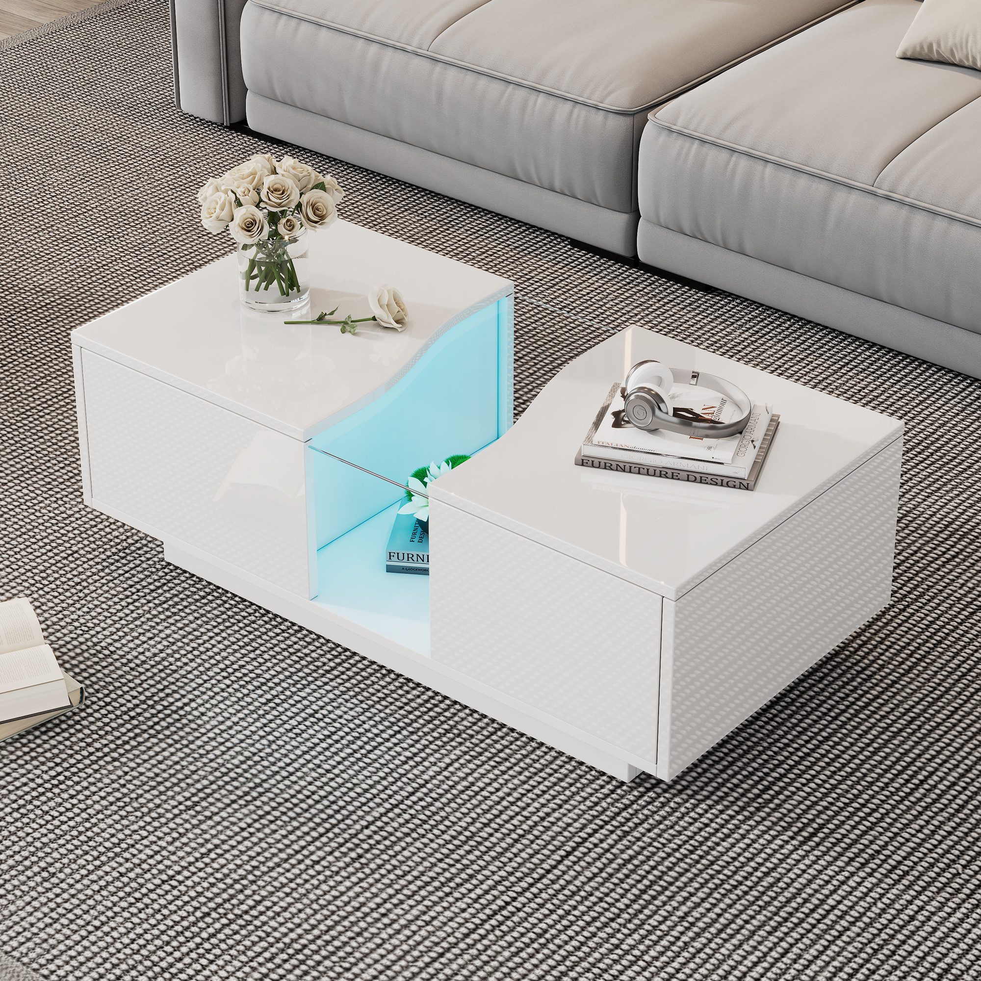 Merax Couchtisch hochglanz Sofatisch Beistelltisch mit günstig online kaufen