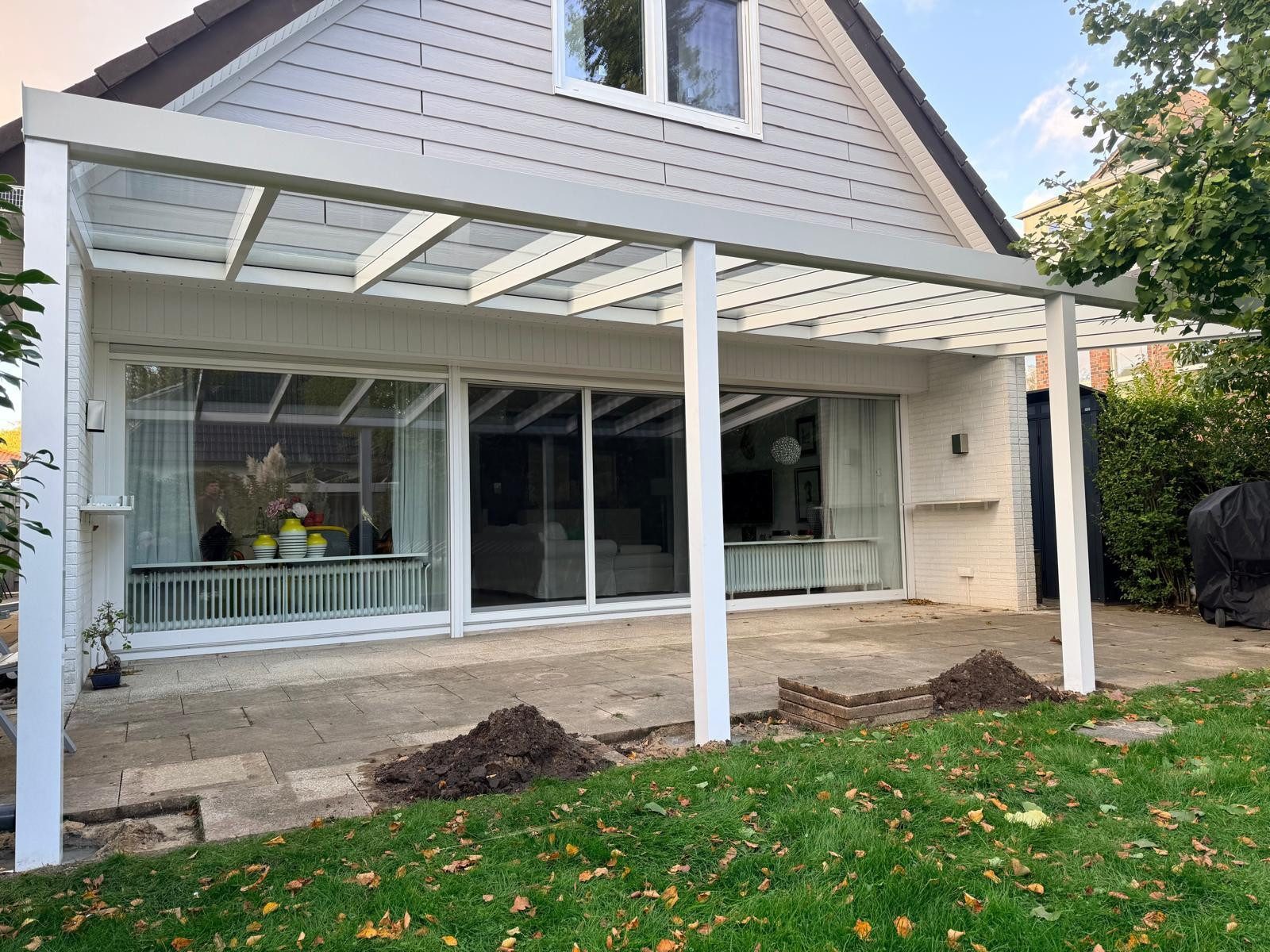 Terrasse2000 Terrassendach Terrassenüberdachung Barcelona Weiss mit Glas in verschiedenen Größen, BxT: 300x200 cm, Bedachung VSG Glas