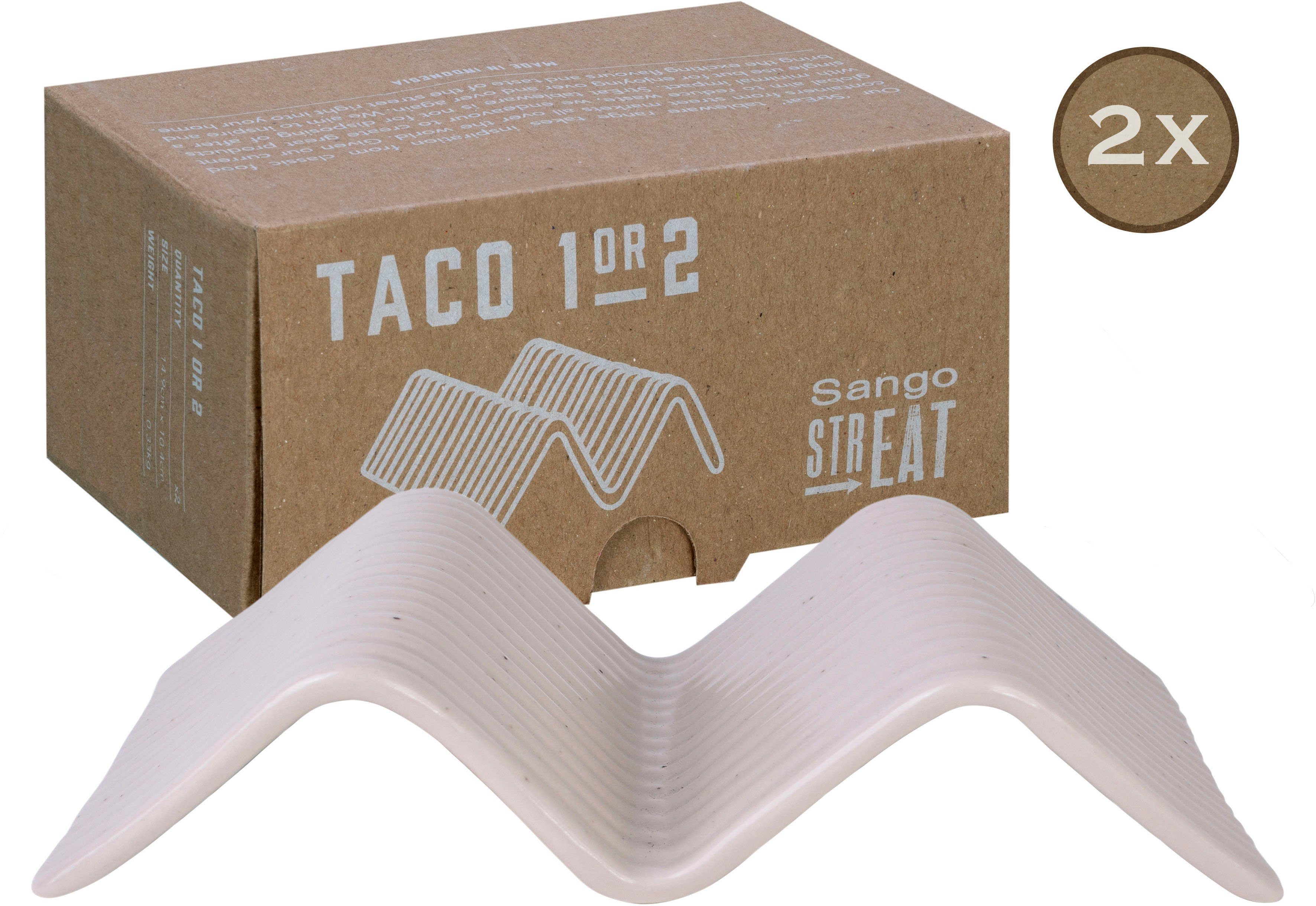 CreaTable Food“ Topaktueller Steinzeug, weiß, Trend Stand, 2-tlg), Taco „Streat Set, Servierplatte Servier (Set, Creme