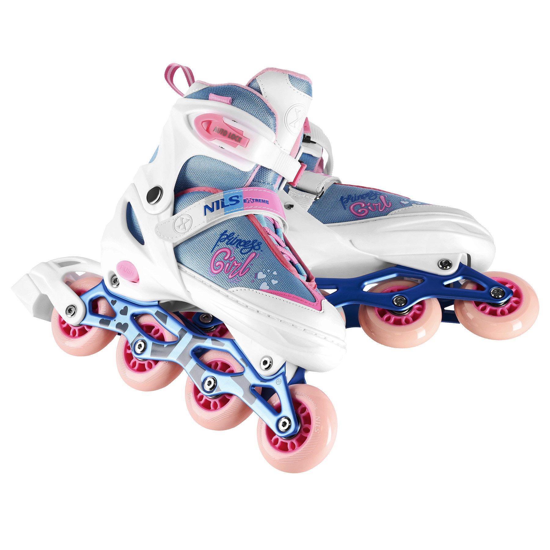NILS EXTREME Inlineskates Inliner verstellbare Inline Skates, verstellbare Größen 31-42, Princess Girl