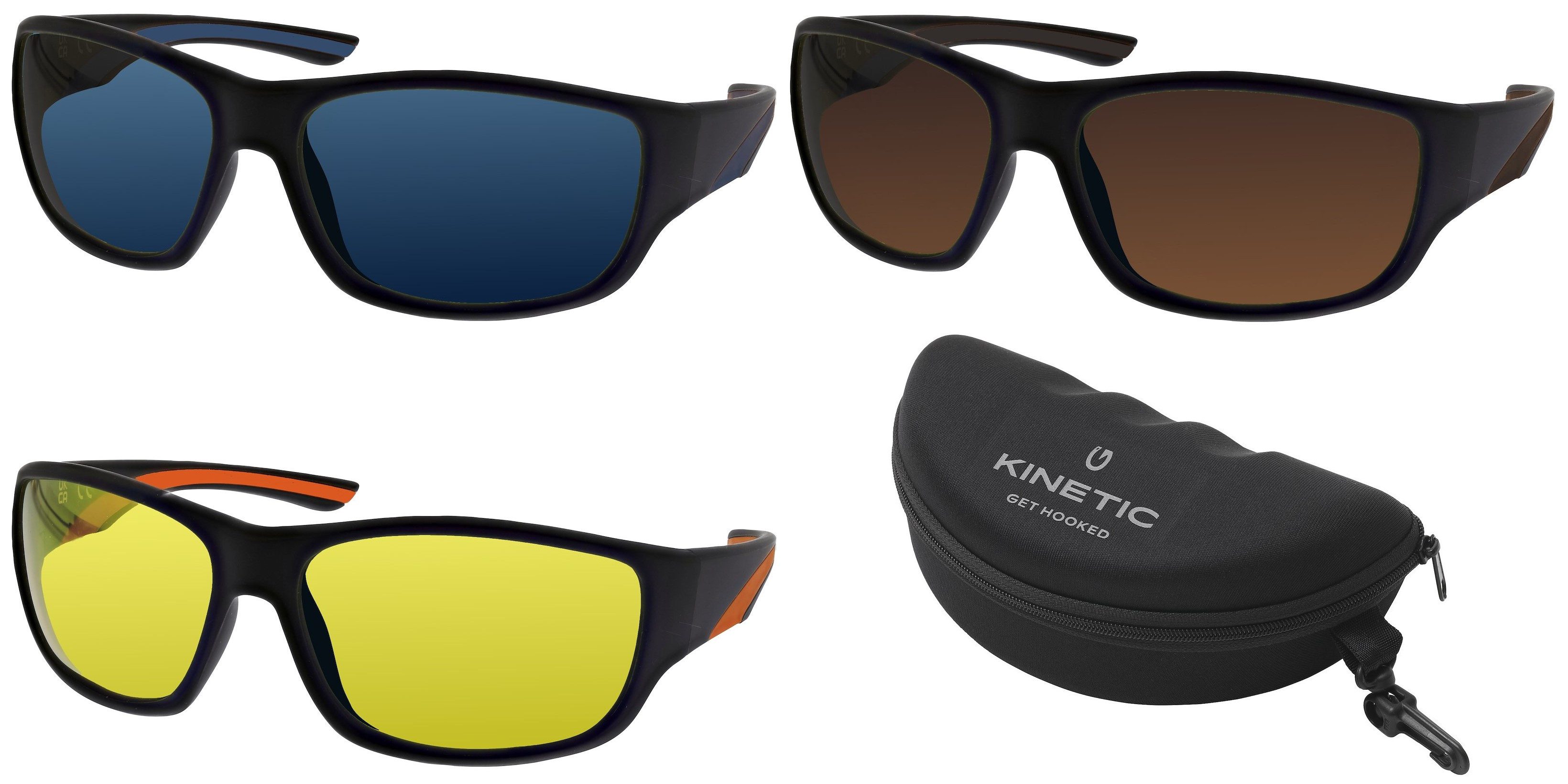 Kinetic Sonnenbrille Solarglide Polarized Sunglasses Grey, Yellow, Brown Polarisiert 100% (1-St) Faltbarer Rahmen für einfache Aufbewahrung und Transport