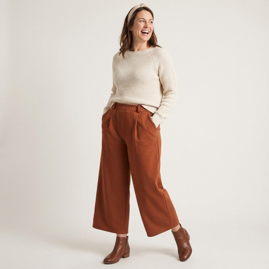 Culotte Stoffhose Damen Stretch Culotte Hose mit weitem Bein
