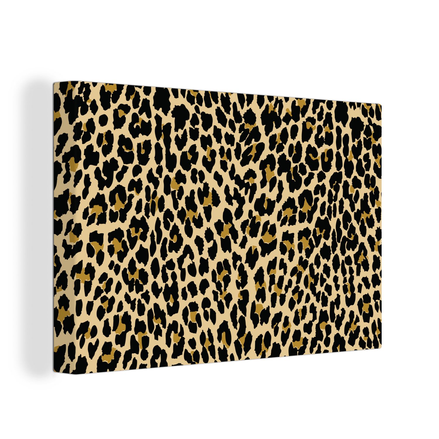 OneMillionCanvasses® Leinwandbild Leopardenmuster - Design - Gelb, (1 St), Wandbild Leinwandbilder, Aufhängefertig, Wanddeko, 30x20 cm