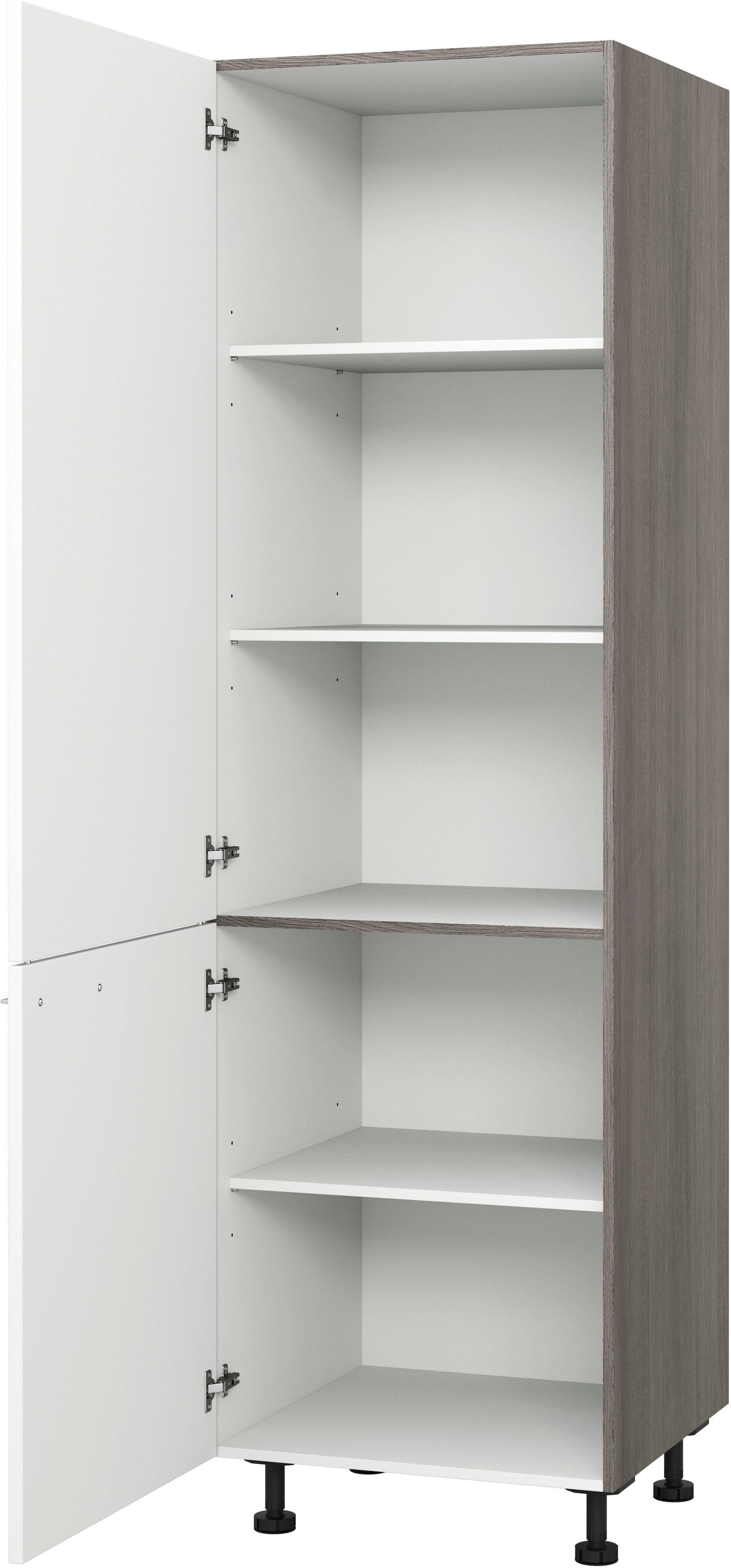 Express Küchen Vorratsschrank Trea SV60-195 Höhe 195 cm, Breite 60 cm weiß/eichefarben grau | eichefarben grau | Vorratsschränke