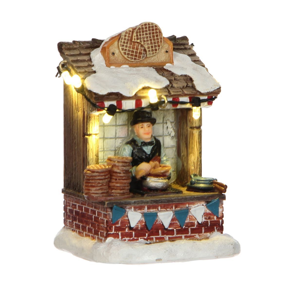 LuVille Weihnachtsdorf Luville Collectables Stroopwafel market battery operated - l7xb6xh10cm
